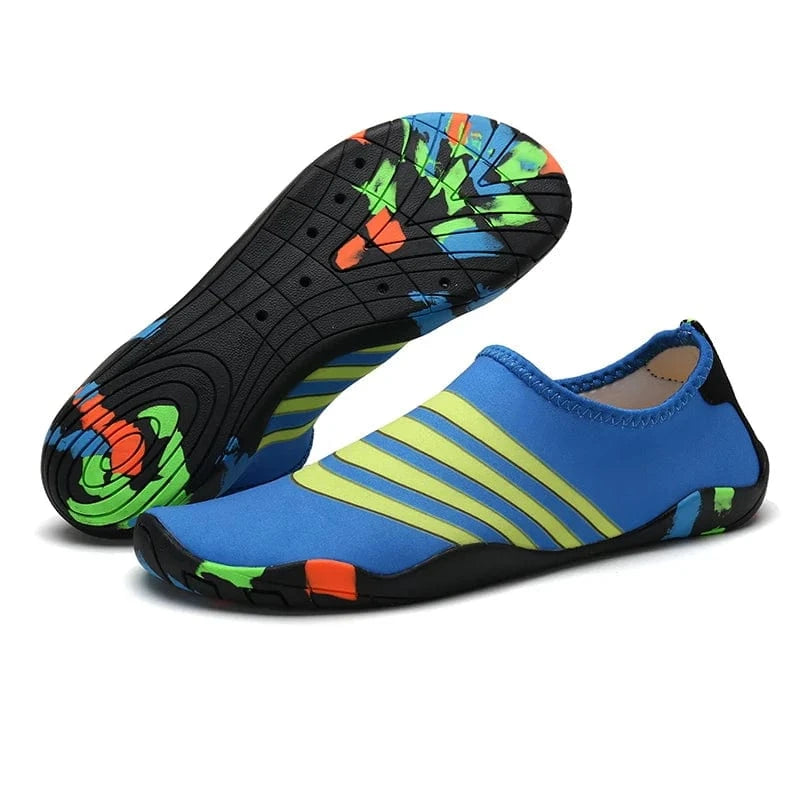 Chaussons Plage enfants antidérapants et fun | ZOLVIA SplashyKids™ Bleu/Jaune / 28